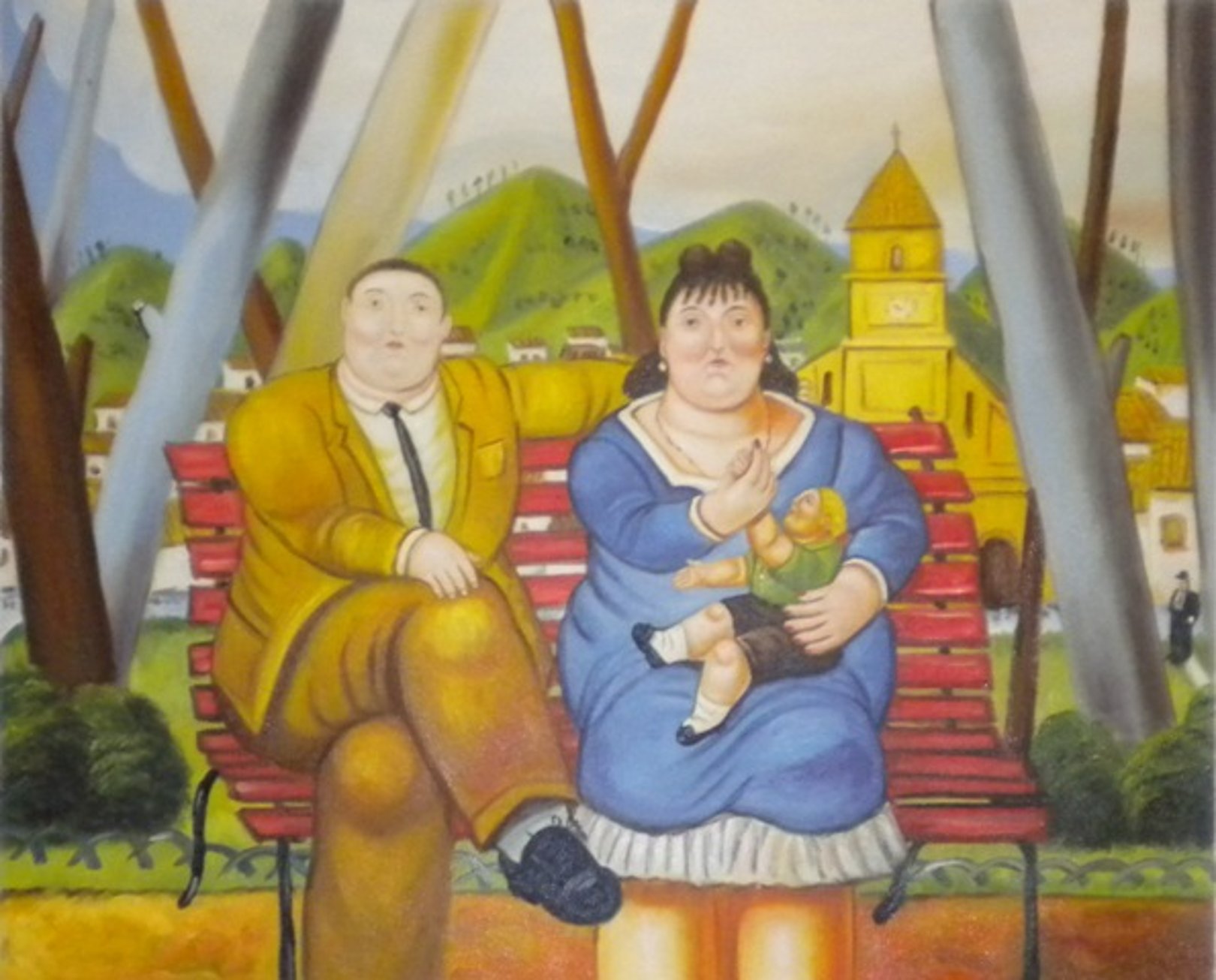 Quadro Famiglia Al Parco Di Botero Falso D Autore X Cm Personaggi E